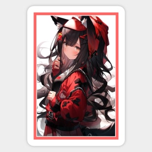 Aesthetic Anime Red White Rosa Black | Quality Aesthetic Anime Design | Chibi Manga Anime Art Sticker